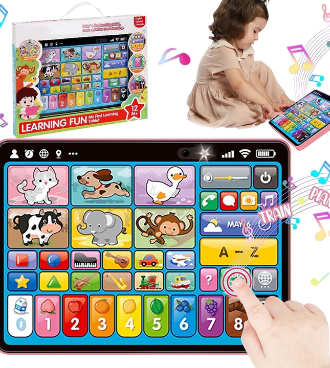 Adofi Trilingual Learning Tablet with Music and Lights Montessori Speech Therapy for Toddlers 1-3 Years