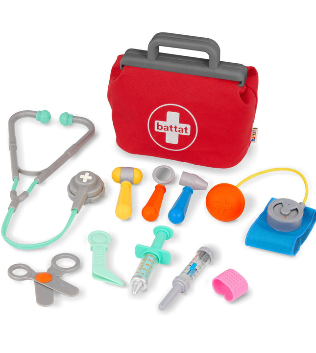 Battat Mini Medic Doctor Plastic Play Set with 10pcs and Storage Bag, Toddler and Preschool Toys