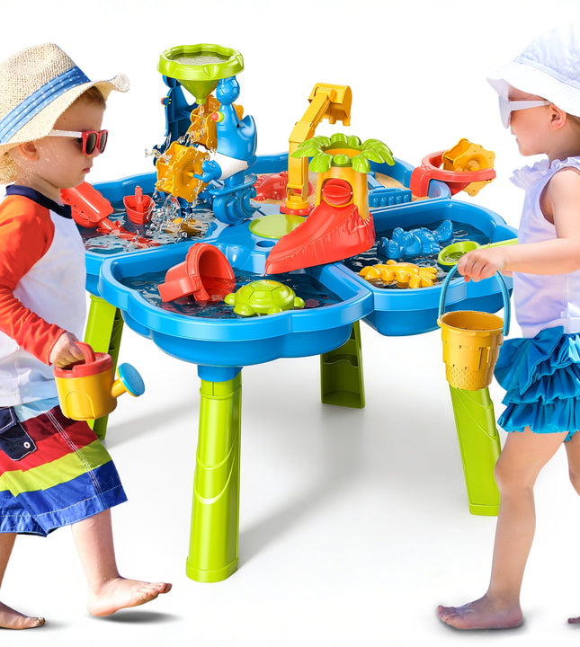 Dinosaur Planet Sand Water Table for Toddlers, 4 in 1 Sand Table and Water Play Table, Kids Table Activity Sensory Play Table Beach Sand Water Sand Toy for Outdoor Backyard for Toddlers Age 2-4 Gift