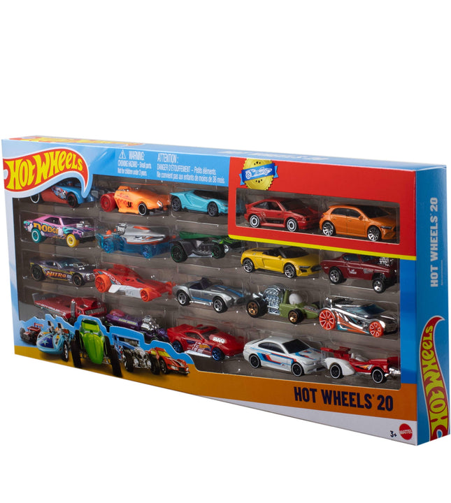 Hot Wheels Set of 20 Toy Sports & Race Cars in 1:64 Scale, Collectible Vehicles (Styles May Vary)