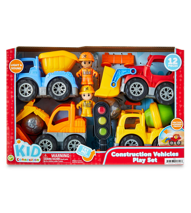 Kid Connection Construction Vehicles Play Set, 12 Pieces, Toddler Toys