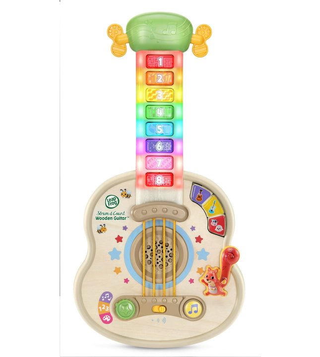 LeapFrog Strum & Count Wooden Guitar Plastic, FSC-Certified Wood Baby and Toddler Toys